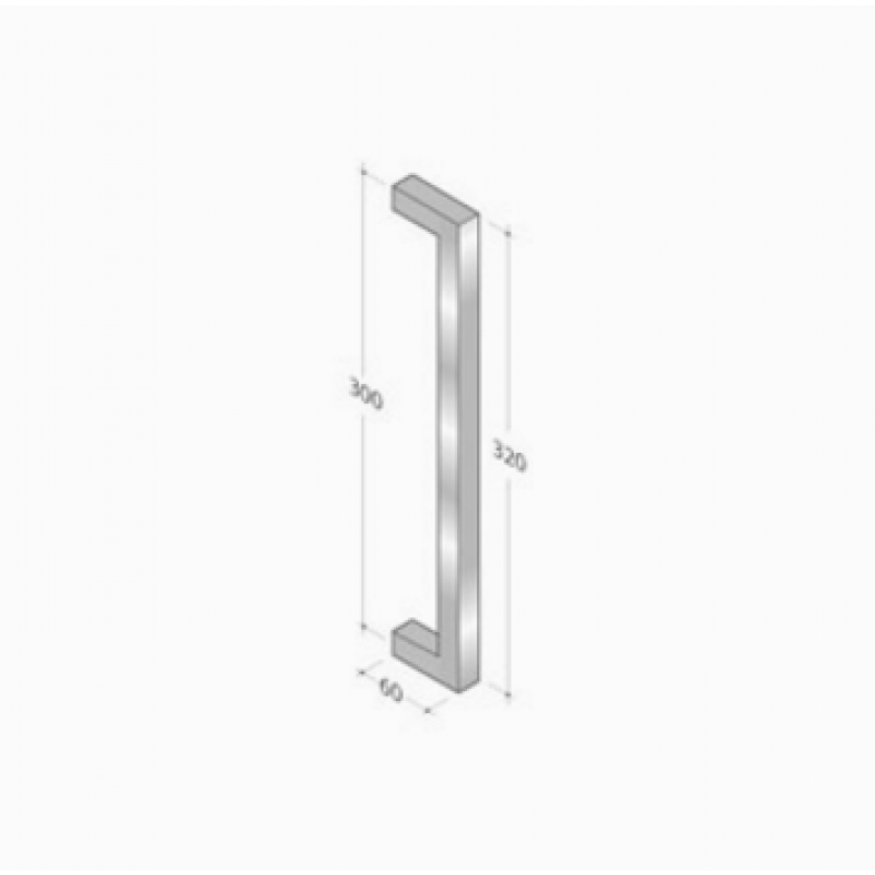 200Q_001 pba Pull Handle in Stainless Steel AISI 316L with Square Profile