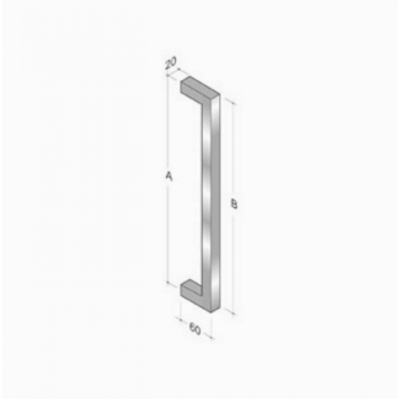 200Q_001 pba Pull Handle in Stainless Steel AISI 316L with Square Profile