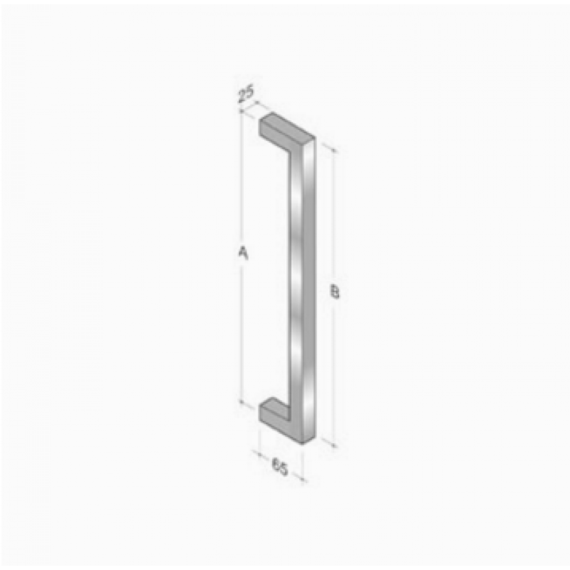 200Q_001 pba Pull Handle in Stainless Steel AISI 316L with Square Profile