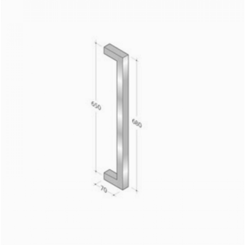 200Q_001 pba Pull Handle in Stainless Steel AISI 316L with Square Profile
