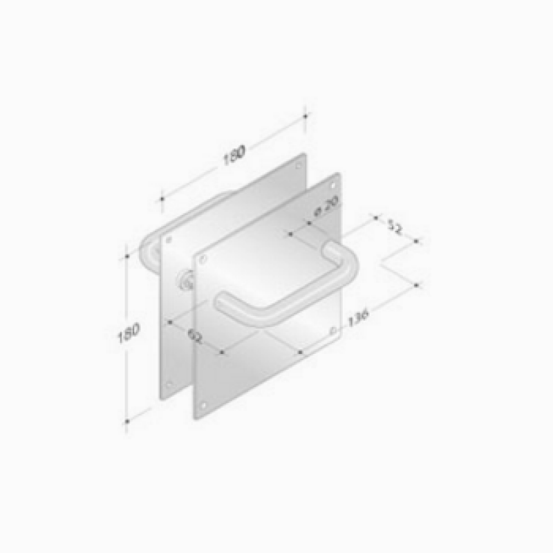 pba 2028B/2001 Pair of Handles with Plate in Stainless Steel AISI 316L