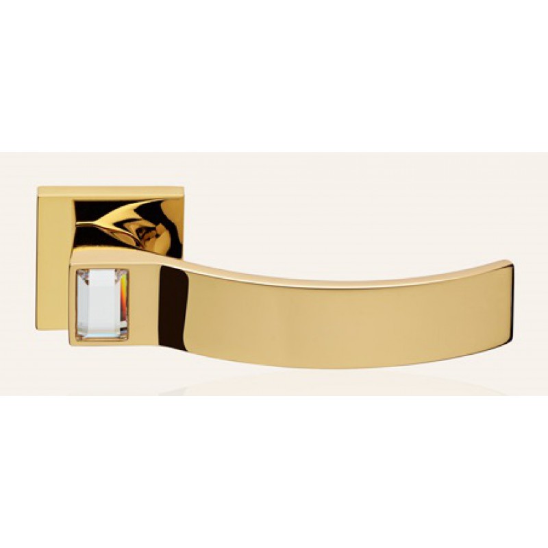 Elios Crystal Gold Plated Door Handle on Rosette Linea Calì Crystal